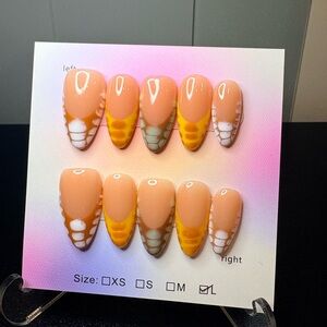 Peach & Yellow Almond Press-On Nails